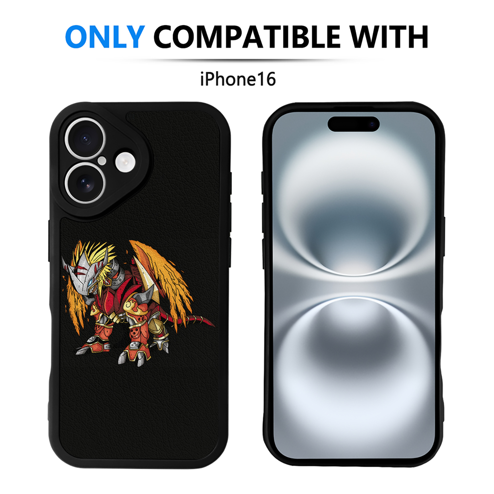 （画像用） Digimon デジタルモンスター/デジモン 【iPhone 16シリーズ対応】シリコンスマホケース（レザー調） 材質：シリコン